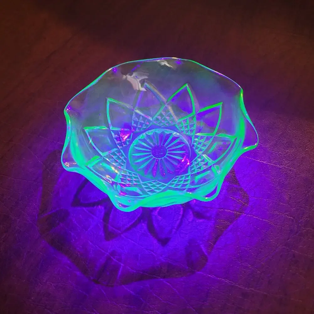 Vintage Hazel Atlas Green Uranium Glass 4.5